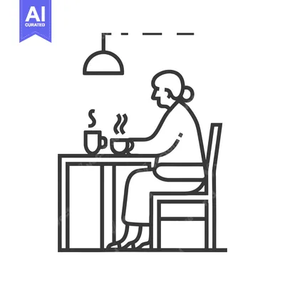 Popular premium asset: Elderly Woman Sitting at a Table with a Cup of Tea