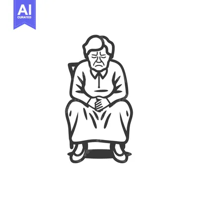 Premium design asset: Elderly Woman Sitting in a Chair with a Frown