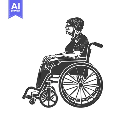 Aset desain premium: Elderly Woman Sitting in a Wheelchair