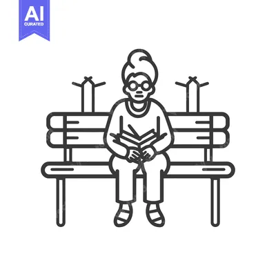 Aset premium populer: Elderly Woman Sitting on a Bench and Reading a Book