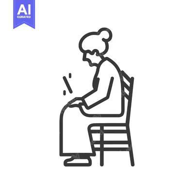 Premium design asset: Elderly Woman Sitting on a Chair with a Painful Leg