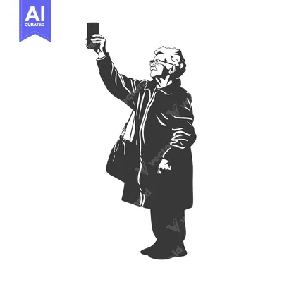 Premium design asset: Elderly Woman Taking a Selfie with a Smartphone