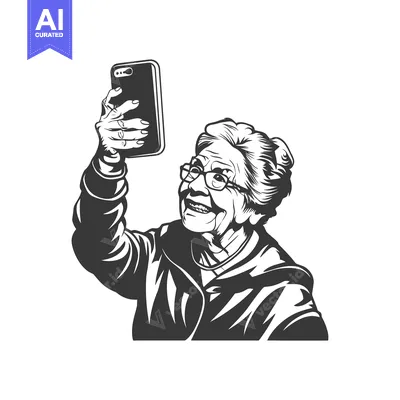 Elderly woman taking a selfie with a smartphone
