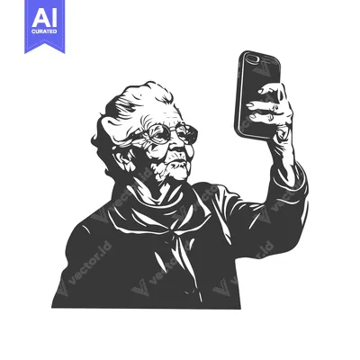 Elderly Woman Taking a Selfie With a Smartphone