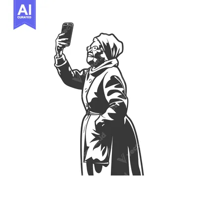 Premium design asset: Elderly Woman Taking a Selfie with a Smartphone