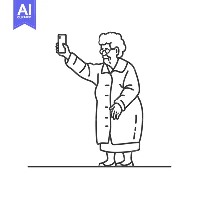 Premium design asset: Elderly Woman Taking a Selfie with a Smartphone