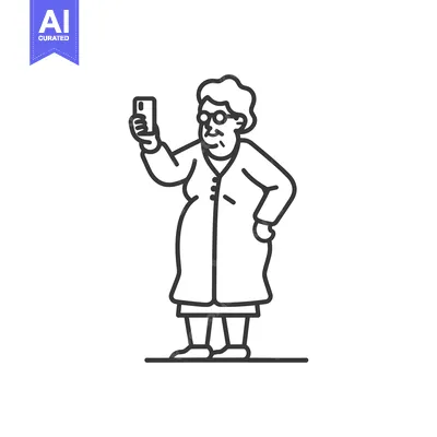 Premium design asset: Elderly Woman Taking a Selfie with a Smartphone