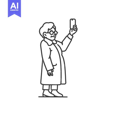 Aset premium populer: Elderly Woman Taking a Selfie with a Smartphone