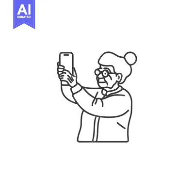Aset premium populer: Elderly Woman Taking a Selfie with a Smartphone