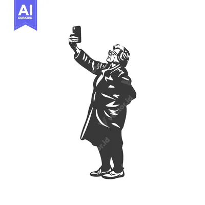 Aset desain premium: Elderly Woman Taking a Selfie with Smartphone