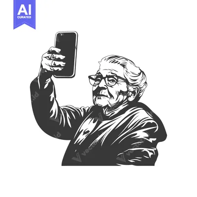 Elderly Woman Taking Selfie With Smartphone