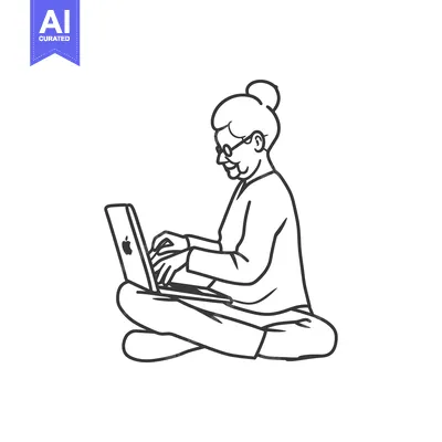 Popular premium asset: Elderly Woman Using a Laptop Computer While Sitting Cross-legged