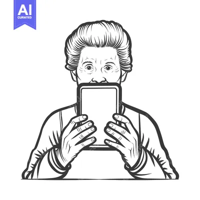 Aset desain premium: Elderly Woman Using A Smartphone