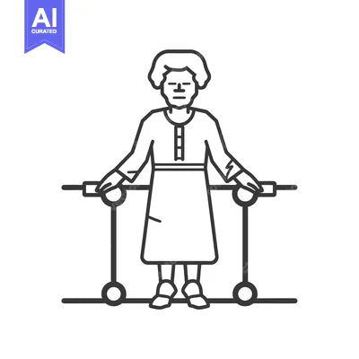 Premium design asset: Elderly Woman Using a Walker for Mobility Assistance