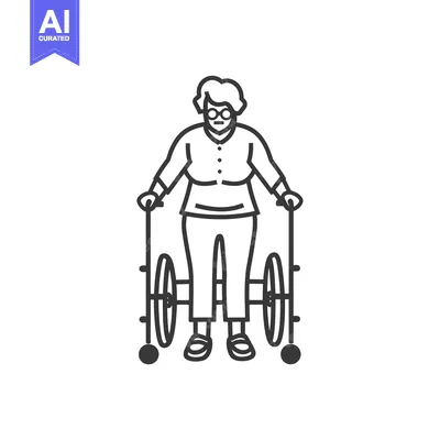 Aset premium populer: Elderly Woman Using a Walker for Mobility Assistance