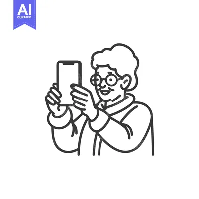 Aset premium populer: Elderly Woman Using Smartphone and Smiling
