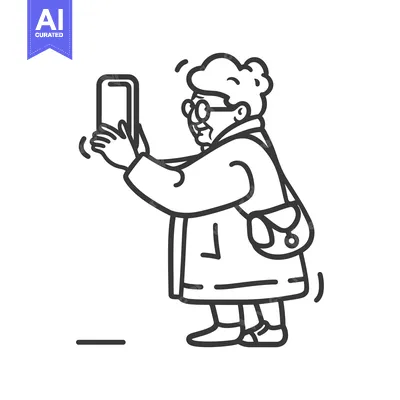 Aset premium populer: Elderly Woman Using Smartphone with Hand Gestures
