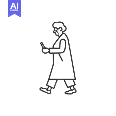 Aset premium populer: Elderly Woman Walking While Holding a Smartphone