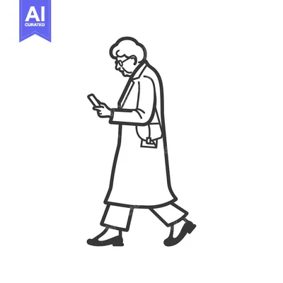 Aset premium populer: Elderly Woman Walking While Using a Smartphone
