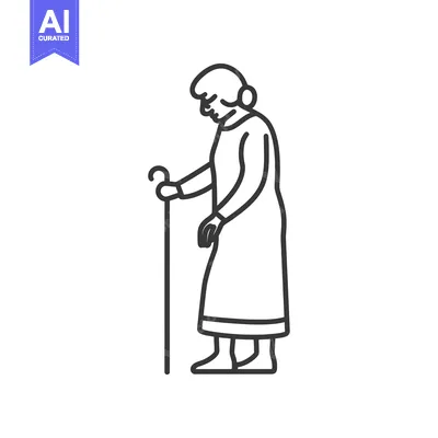 Popular premium asset: Elderly woman walking with a cane