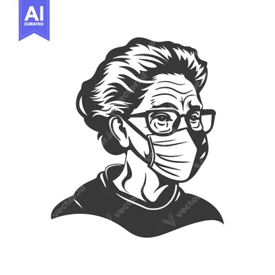 Elderly Woman Wearing Glasses and a Face Mask