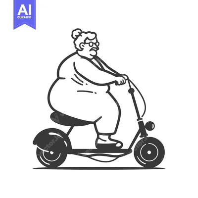 Aset desain premium: Elderly woman with glasses riding a scooter
