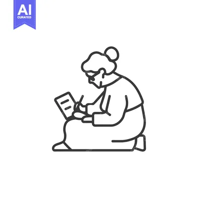 Aset premium populer: Elderly Woman with Glasses Writing on a Laptop