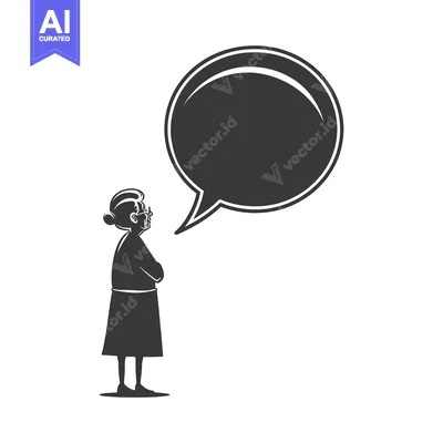 Popular premium asset: Elderly Woman with Speech Bubble and Crossed Arms