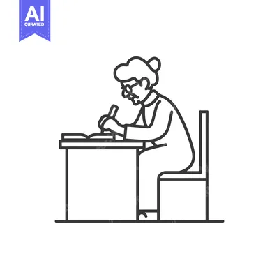 Popular premium asset: Elderly Woman Writing at a Desk with a Book and Pen