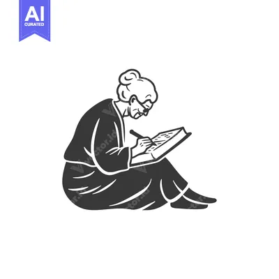 Premium design asset: Elderly woman writing in a book while sitting