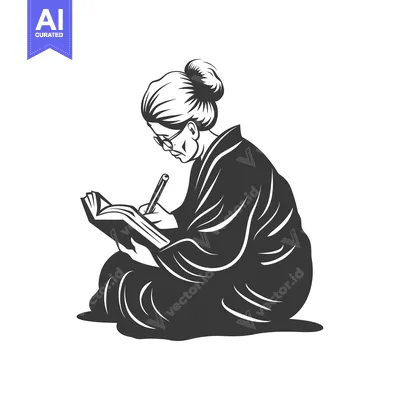 Aset premium populer: Elderly Woman Writing in a Book with a Pencil