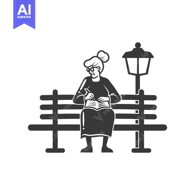 Popular premium asset: Elderly Woman Writing in a Notebook on a Bench Under a Lamppost