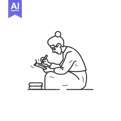 Aset premium populer: Elderly Woman Writing in a Notebook While Sitting