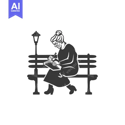 Aset premium populer: Elderly Woman Writing in a Notebook While Sitting on a Bench