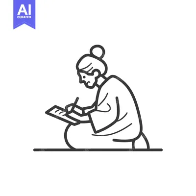 Aset premium populer: Elderly Woman Writing on a Notepad While Seated