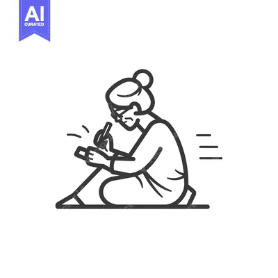 Aset desain premium: Elderly Woman Writing with a Pen
