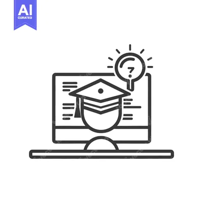 Popular premium asset: Online learning depicted with a graduate and a questioning idea