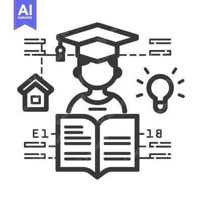 Aset premium populer: Illustration showing a student with books and associated symbolic item