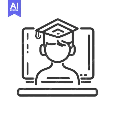 Aset desain premium: A graduating student wearing a cap in front of a screen