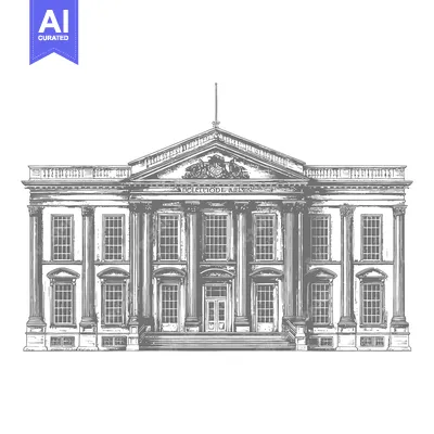 Premium design asset: Classic Building Architectural Drawing Design Illustration
