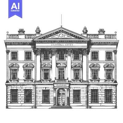 Elegant Classical Building Architectural Drawing