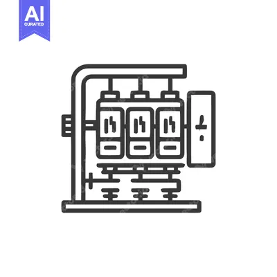 Aset premium populer: Minimalist Line Art: Industrial Machine with Three Cylinders and Contr