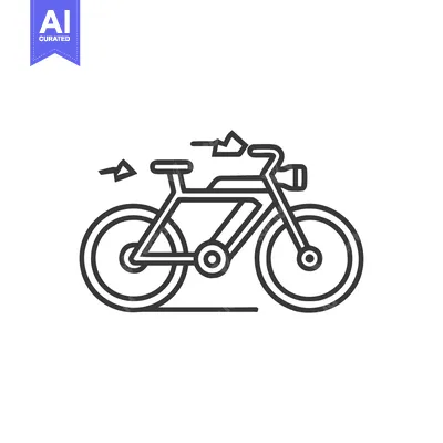 Aset desain premium: Minimalist Bicycle Icon: Clean Line Art for Transportation and Eco-Fri
