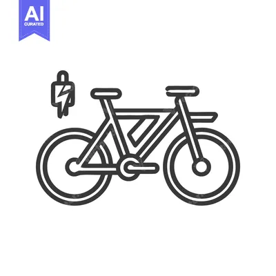 Aset desain premium: Electric Bicycle Icon: Minimalist Line Art for Sustainable Transportat