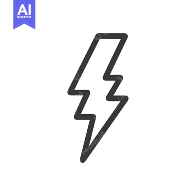 Aset premium populer: Minimalist Lightning Bolt Icon: Bold Outline on White Background