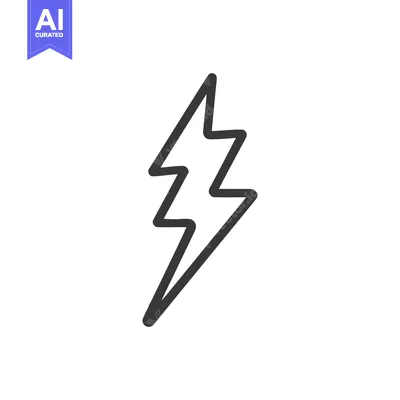 Aset premium populer: Minimalist Lightning Bolt Icon: Bold Black Outline on White Background