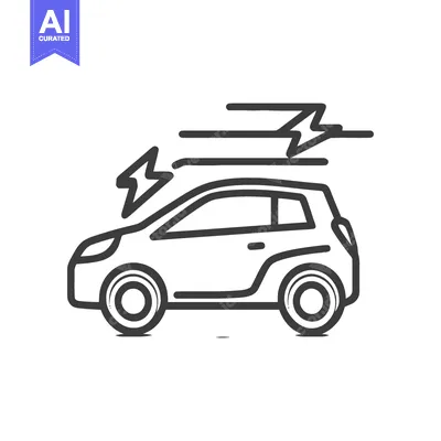 Aset premium populer: Electric Car Icon with Lightning Bolts, Clean Energy Vehicle Symbol
