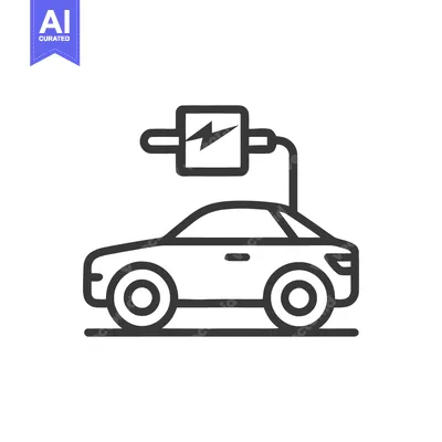 Premium design asset: Electric Car Charging: Minimalist Line Art Icon for Sustainable Transp