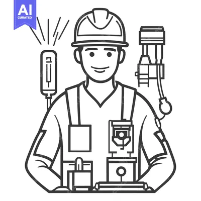 Aset premium populer: A smiling engineer wearing a hardhat with industrial equipment