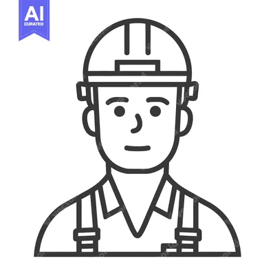 Popular premium asset: A graphic line drawing of a construction worker person
